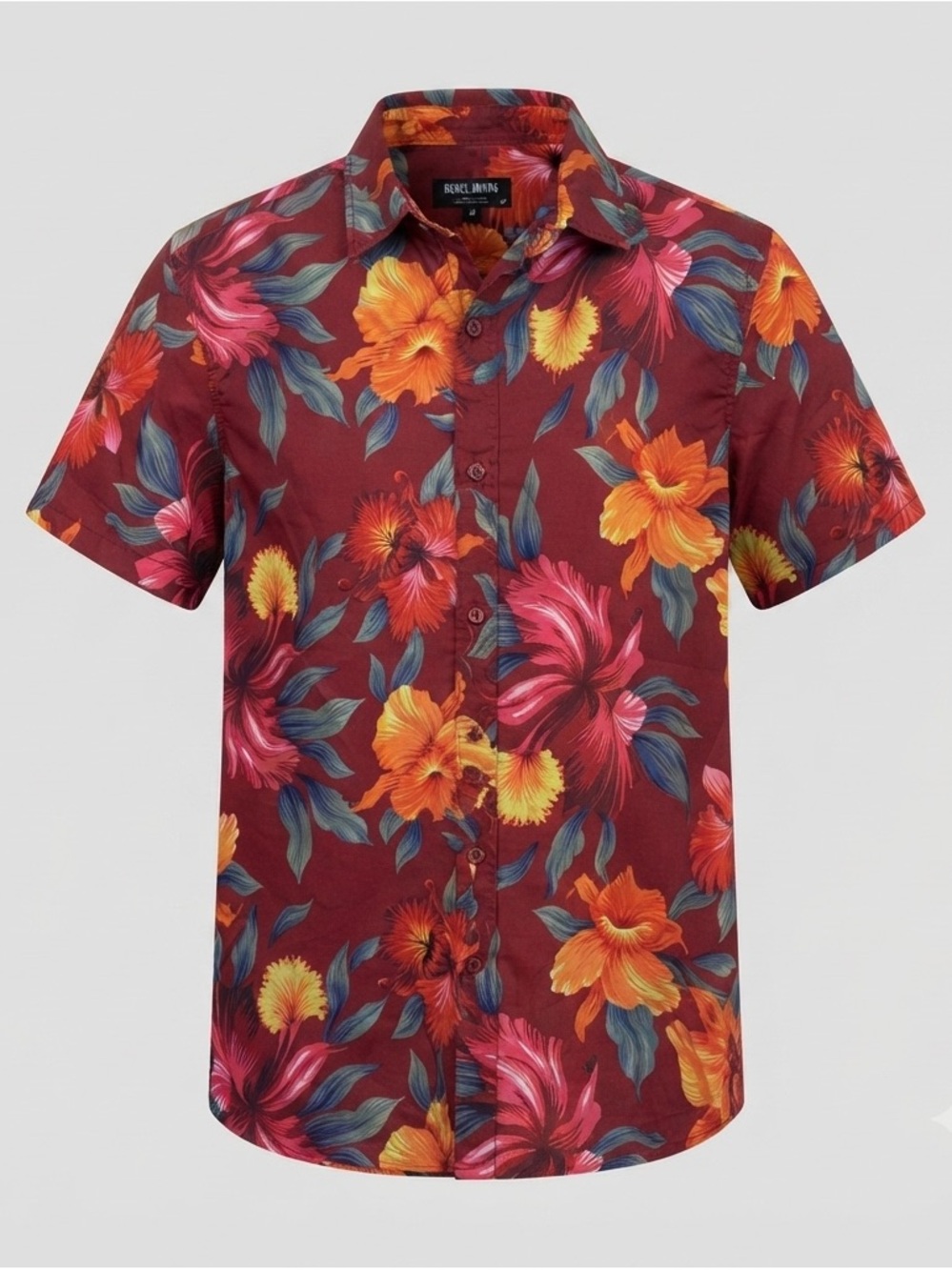 Rebel minds Floral Red and Orange Men's Casual Button Down Shirt